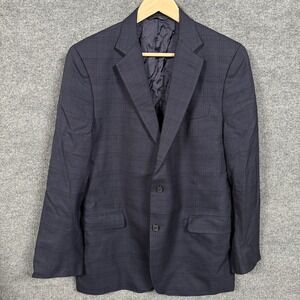 Brooks Brothers 42R W36 Blazer Jacket Navy Blue Wool Windowpane Single Breasted